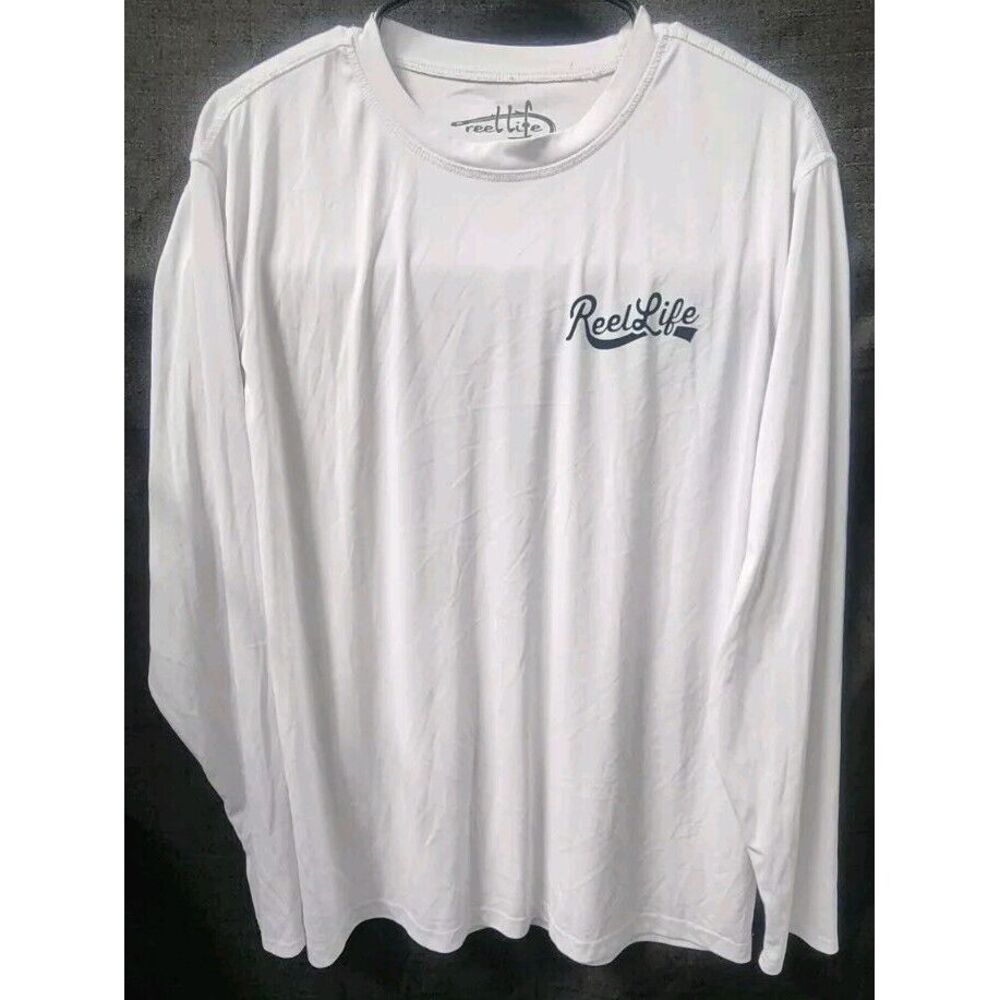 Reel Life Mens Fishing Shirt XL‎ (GO WITH THE FLOW) Lightweight White NWOT